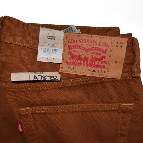 Levis 501 Original Fit Jeans Men's Size 36X30 Rust Brown Denim Straight Leg NEW - Picture 8 of 11